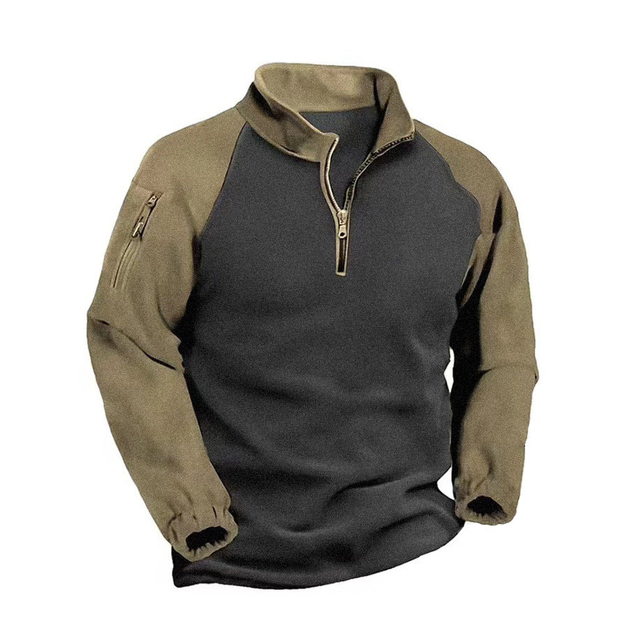 Mens Fleece Pullover With High Stand Collar Warm Cozy Soft Fleece Layering Essential Street Wave Outdoors For Him
