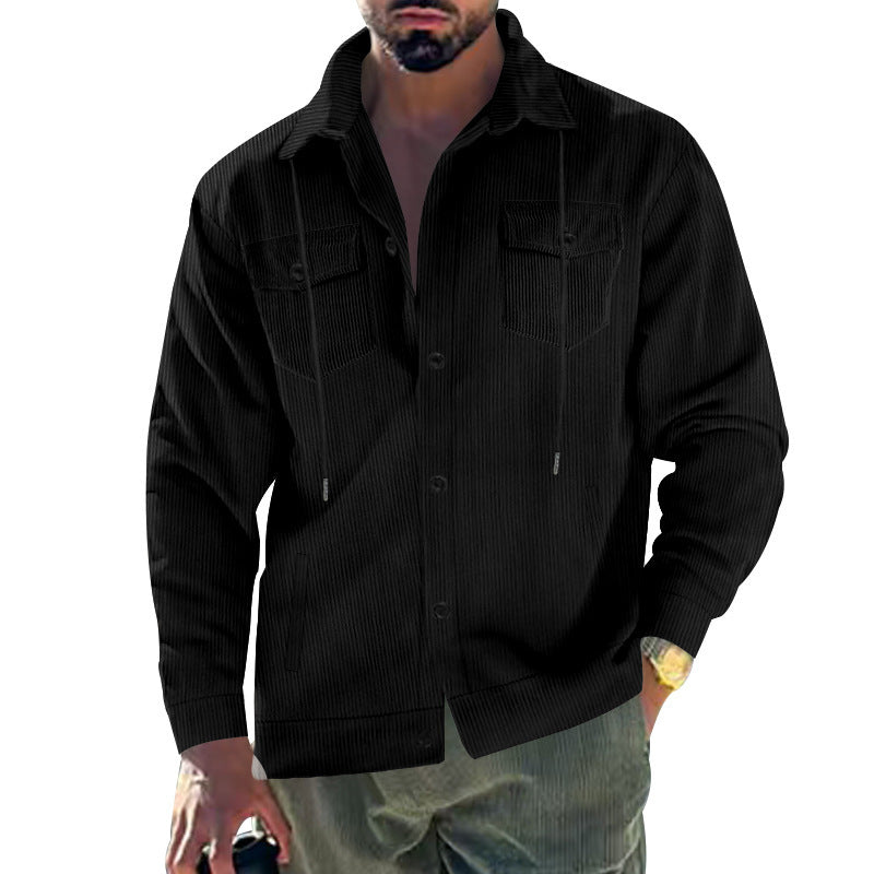 Street-Wave Mens Corduroy Jacket With Practical Pockets For Versatile Smart Casual Wear