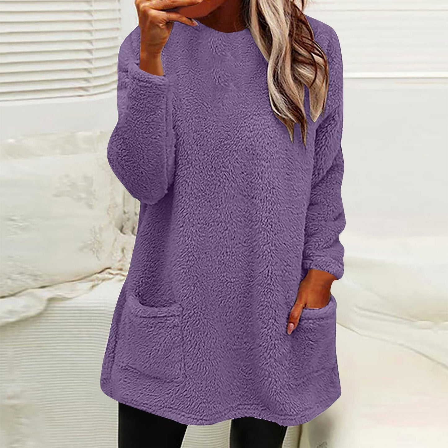 Streetwave Women Cozy Fleece Pullover With Pockets Loose Fit For Casual Comfort Everyday