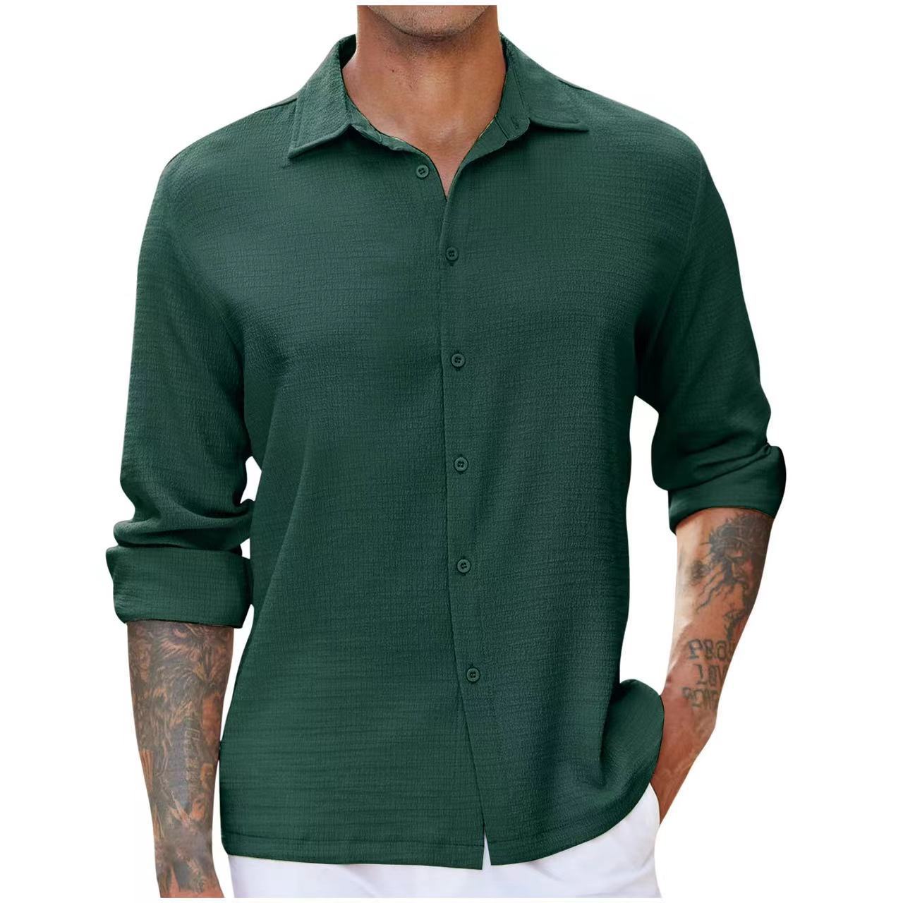 Street-wave Mens Long Sleeve Shirt Elegant Textured Fabric Modern Cut For Style Conscious Men