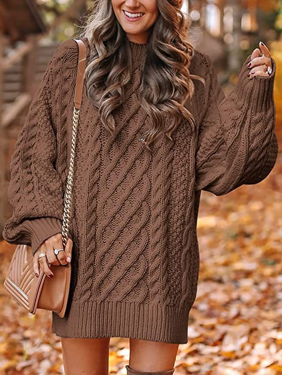 Street-wave Women's Cable Knit Sweater With Voluminous Sleeves In Soft Cozy Wool