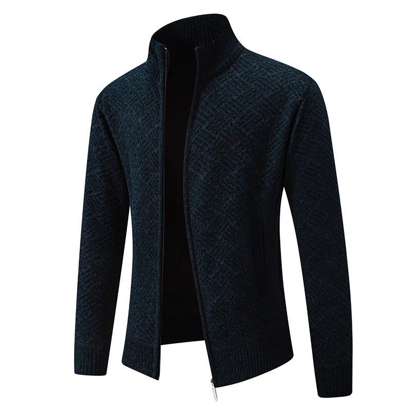 Street-Wave Men's Knit Cardigan With Modern Plaid Pattern Soft Breathable Comfort