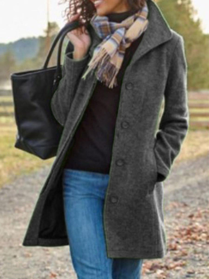 Street Wave Womens Wool Coat Stylish Warm Wool Blend For Cold Weather Chic Winter Outerwear