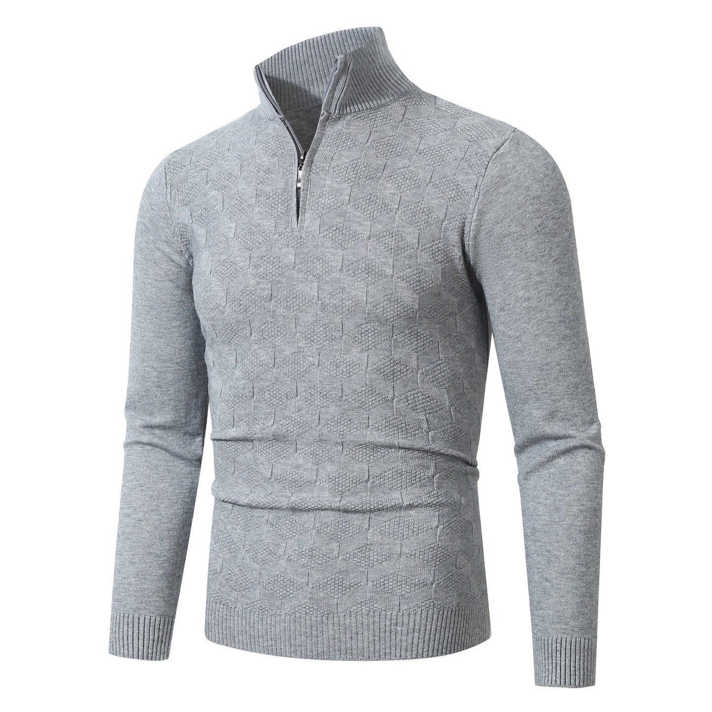 Street-wave Men's Half Zip Knit Pullover With Structured Cable Pattern Casual Comfort