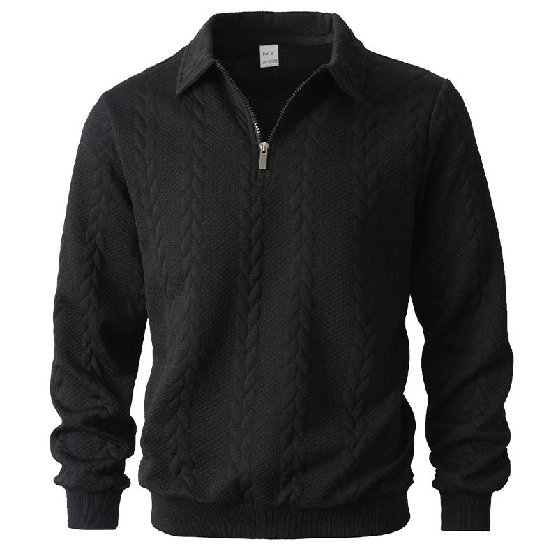 Street-wave Men Elegant Cable Knit Zip Sweater With Soft Warmth For Cold Days Everyday Wear