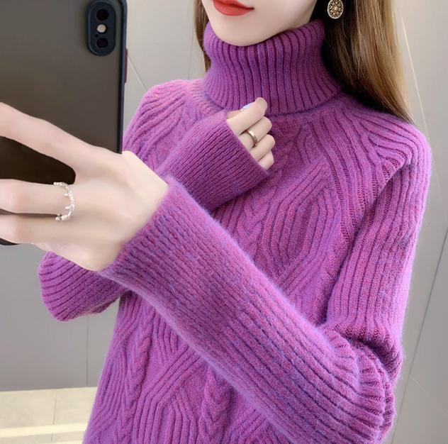 Street-wave Womens Turtleneck Sweater Cozy Cable Knit Structured Pattern Soft Warmth For Women