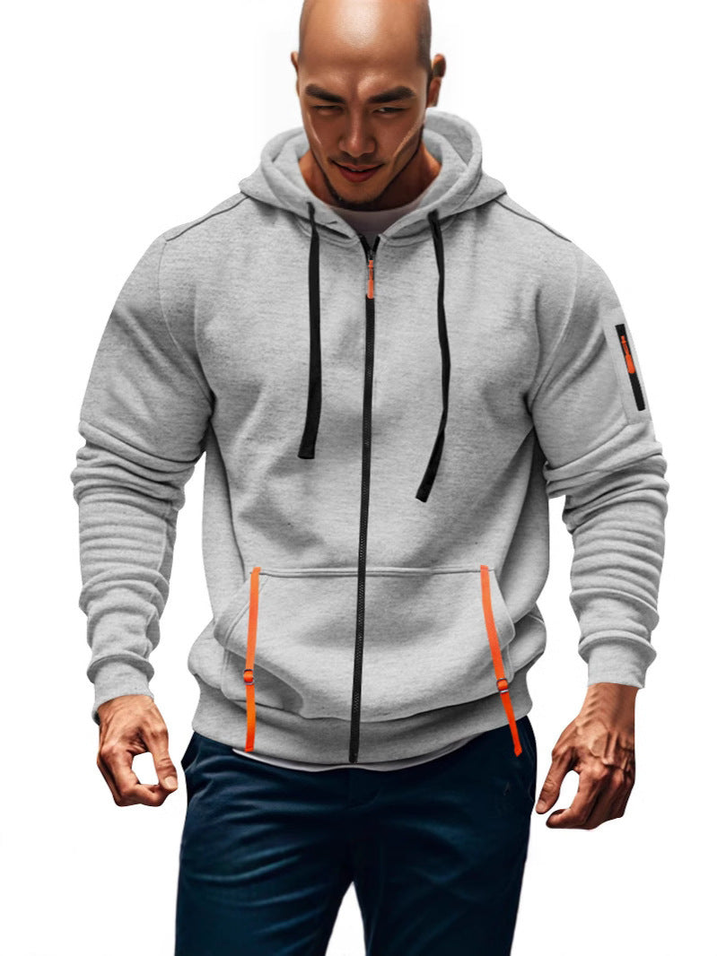 Men's Sport Hoodie With Practical Zip Pockets Street-wave Breathable Activewear Jacket for Men