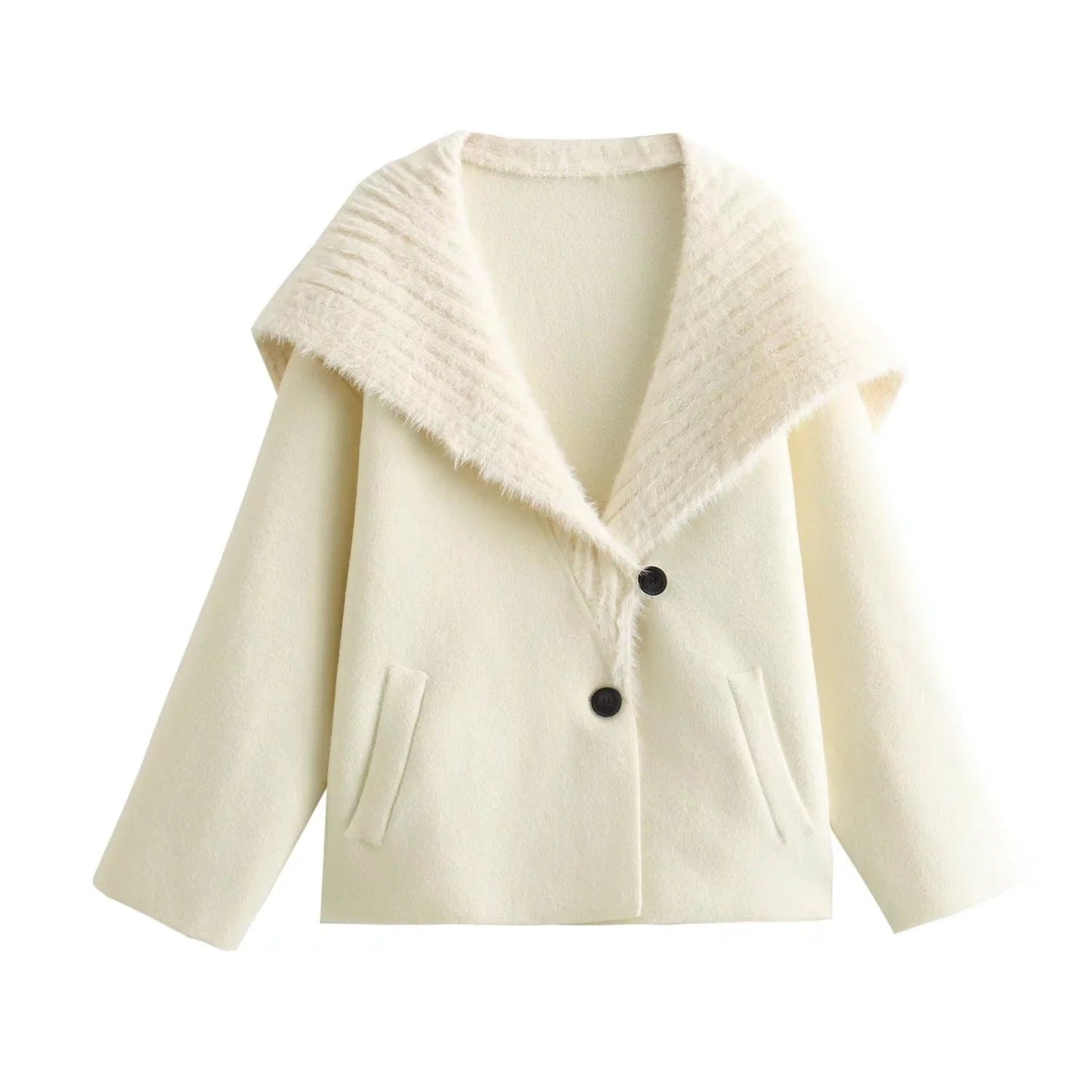 Street-wave Women's Cozy Fleece Jacket With Wide Collar For Warm All Day Comfort