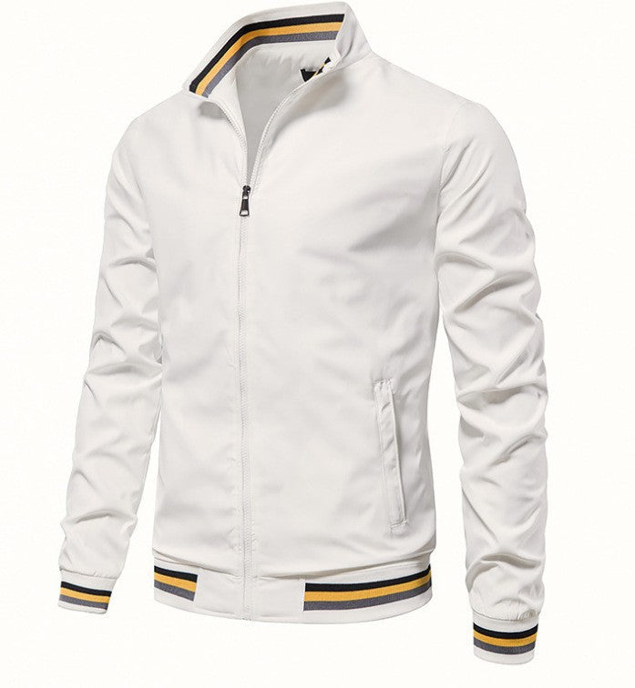 Street-wave Men's Fashion Bomber Jacket With Elastic Cuffs Durable And Stylish Everyday Streetwear