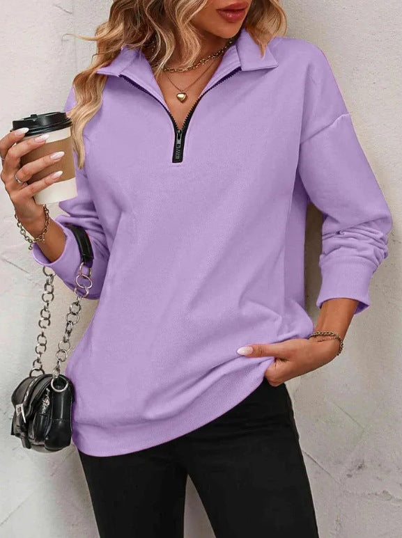 Womens Half Zip Sweatshirt Street-wave Cozy Breathable Everyday Comfort Ideal for Casual Wear