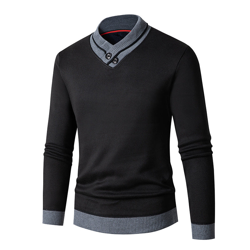 Street-wave Men's Shawl Collar Sweater With Button Details Breathable Cotton Blend Effortless Style