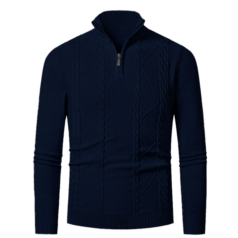 Street-wave Mens Cable Knit Sweater With Stand Collar For Men Cozy Warmth And Style