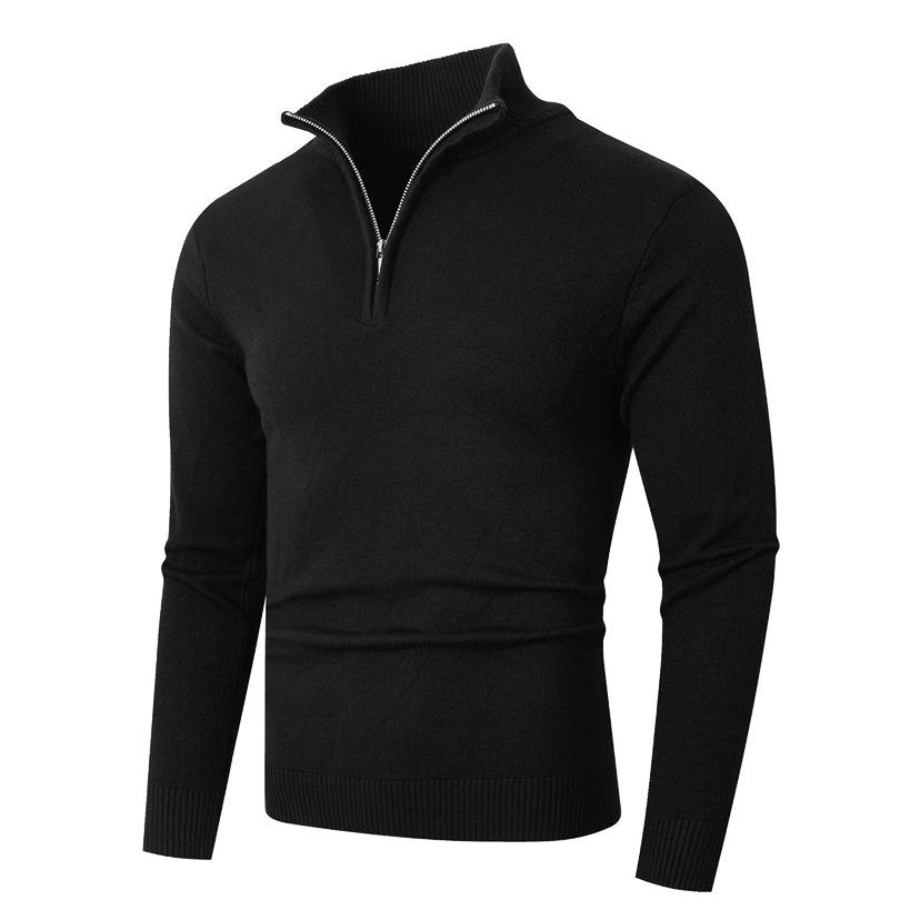 Men's Knit Pullover With Stand Collar And Premium Zip By Streetwave Breathable Cotton Comfort