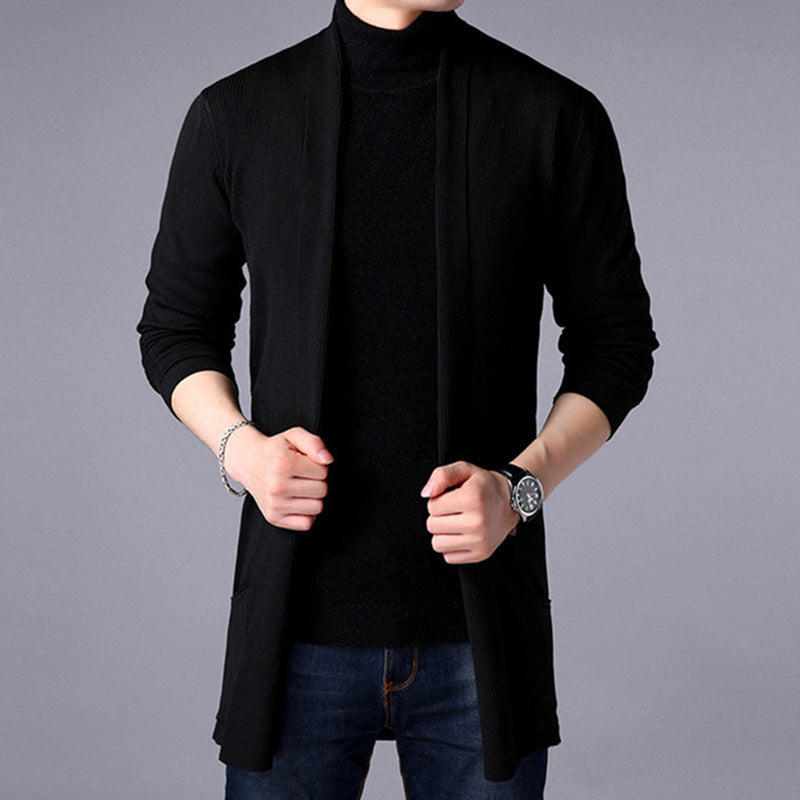 Street-wave Men's Open-Front Cardigan With Pockets, Breathable Cotton Knitwear For Everyday Comfort