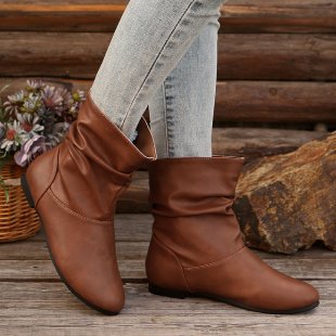 Street-wave Women's Ankle Boots With Elegant Ruffle Design And Soft Upper Material