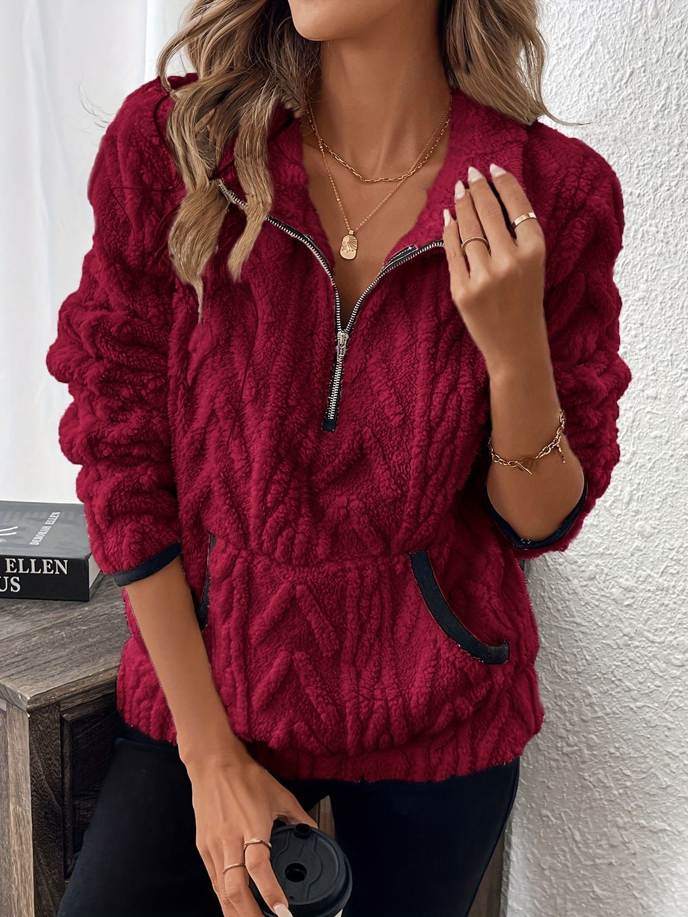 Street-Wave Women's Half Zip Fleece Pullover Soft Cozy Warmth Plush Comfort For Chilly Days