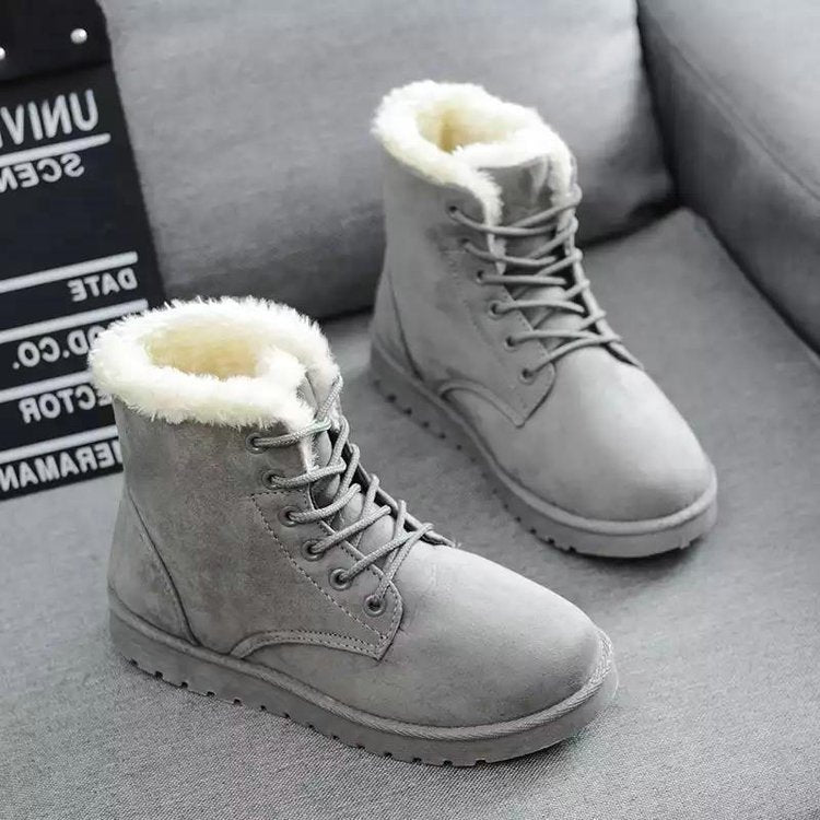 Street-Wave High-Top Suede Boots With Faux Fur Lining For Women Winter Comfort Everyday Durability