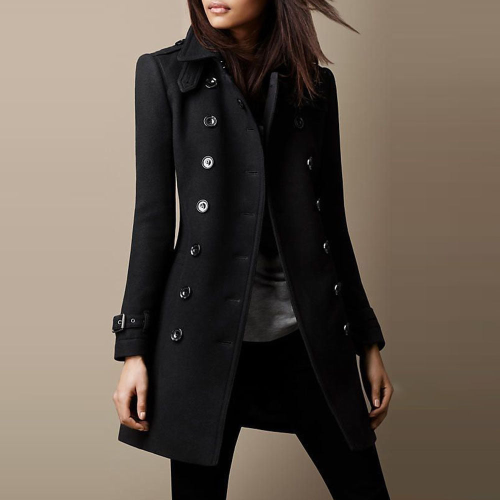 Street-Wave Double-Breasted Coat For Women, Elegant Warmth And Timeless Style, Chic Winter Outerwear