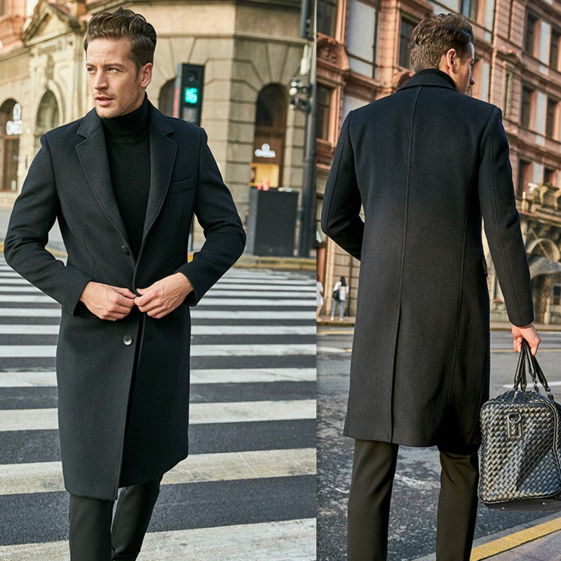 Mens Slim Fit Overcoat Streetwave Elegant Modern Details