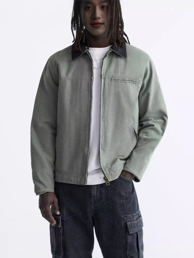 Street-wave Mens Versatile Durable Work Jacket With Zippered Chest Pocket Rugged Comfort