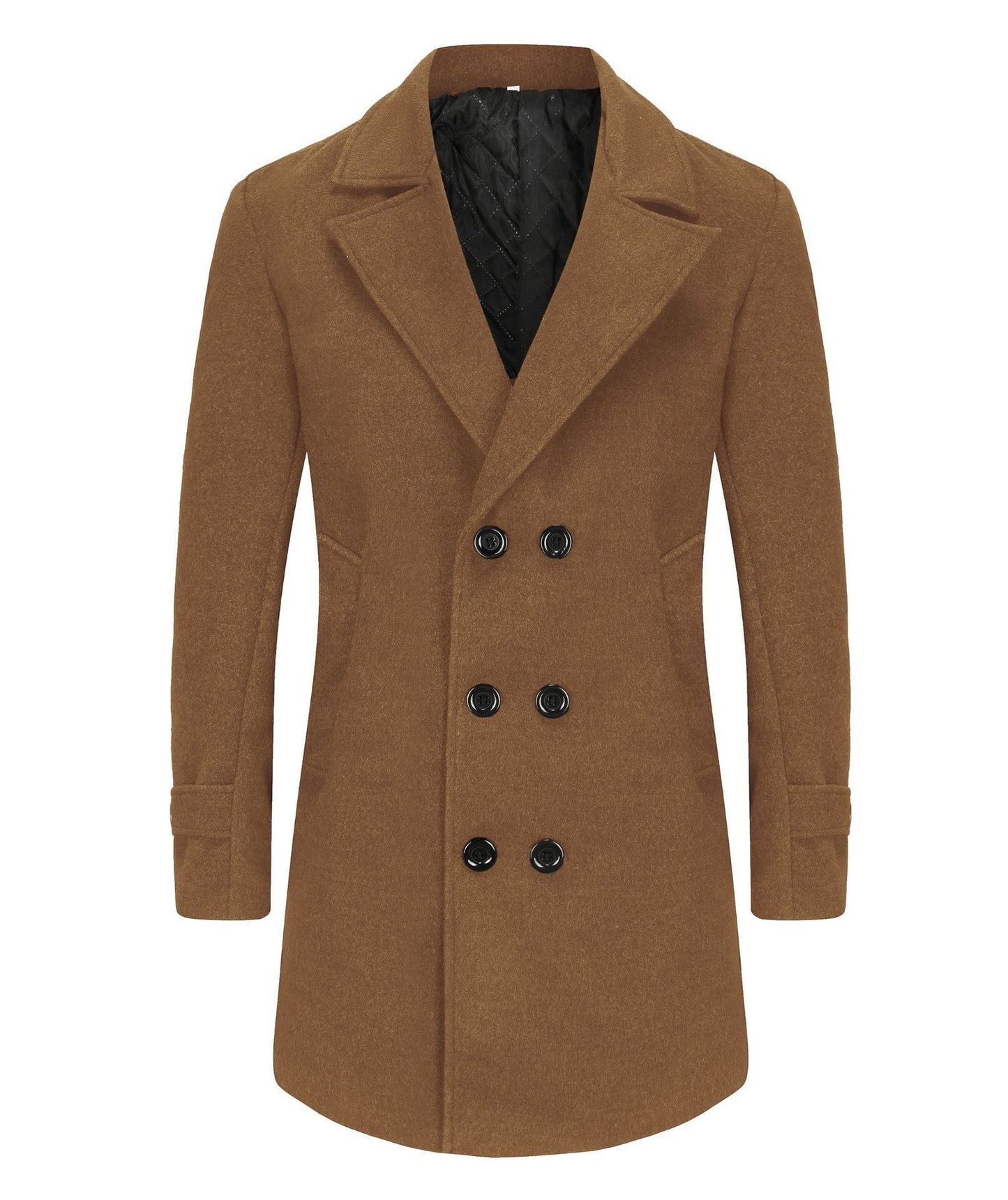 Street-wave Men's Elegant Double-Breasted Coat With Slim Fit And Lined Interior For Modern Offices