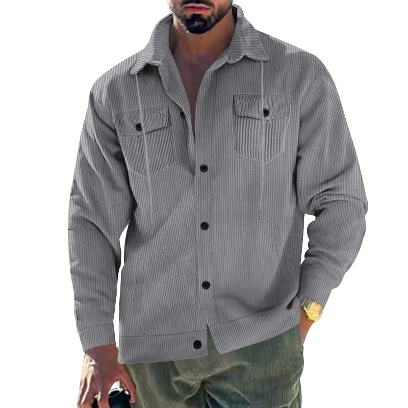 Street-Wave Mens Corduroy Jacket With Practical Pockets For Versatile Smart Casual Wear