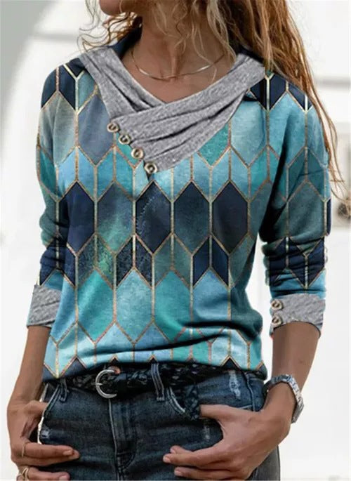 Street-wave Women Geometric Knit Sweater Soft Comfort Modern Chic For Fashion Forward Style