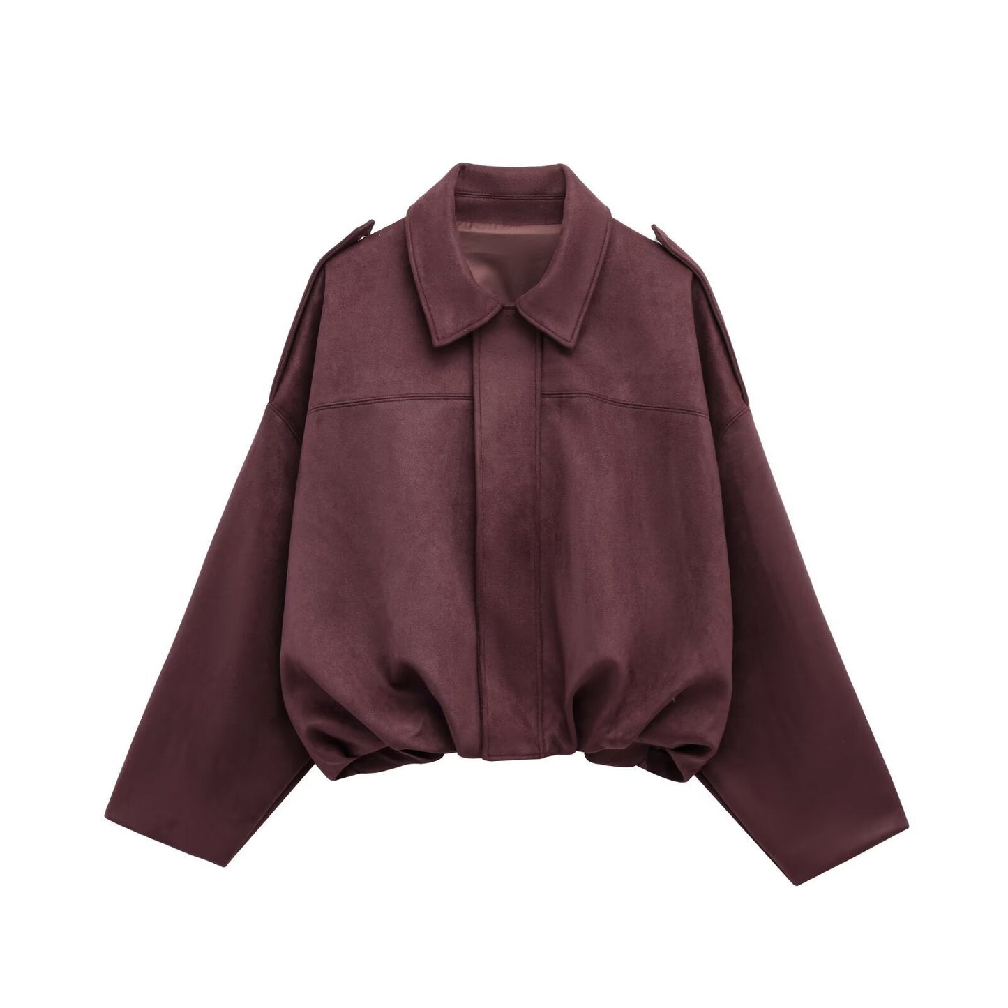 Street Wave Women Oversized Soft Textile Jacket With Modern Relaxed Fit And Cropped Hem