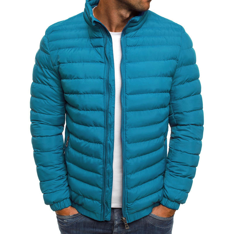 Street-wave Mens Lightweight Quilted Jacket High Collar For Transitional Weather Warmth