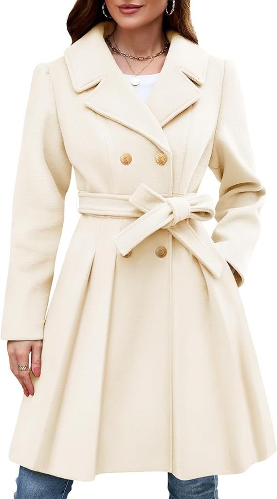 Streetwave Womens Classic Wrap Coat With Belt And Double Button Front For Office Chic Winter Wear