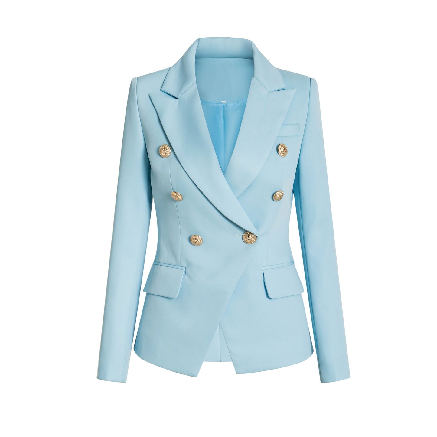 Streetwave Womens Elegant Double Breasted Blazer Jacket With Gold Tone Buttons For Work Or Evening