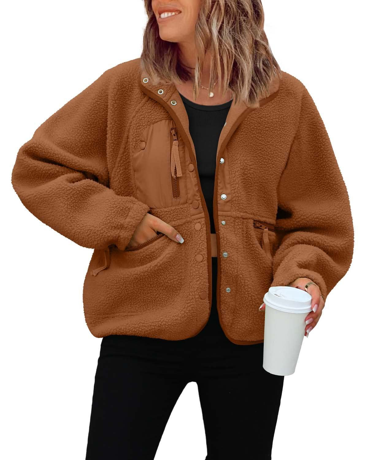 Street-Wave Cozy Fleece Jacket For Women With Practical Pockets And Warmth Soft Lined Comfort