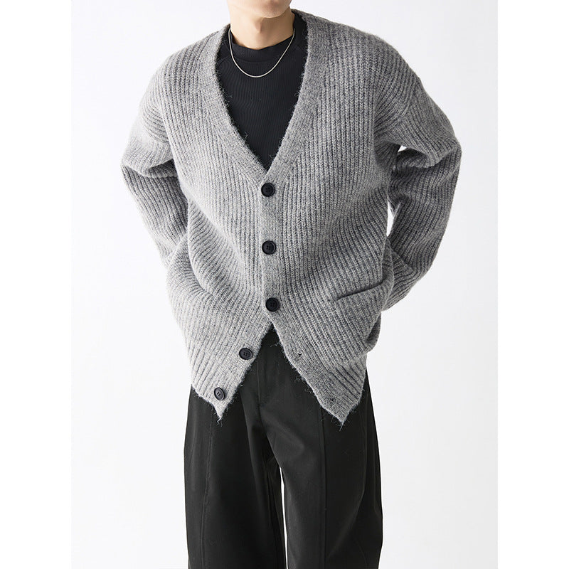 Mens Chunky Knit Cardigan With Pockets By Street-wave Cozy Everyday Wear For Him