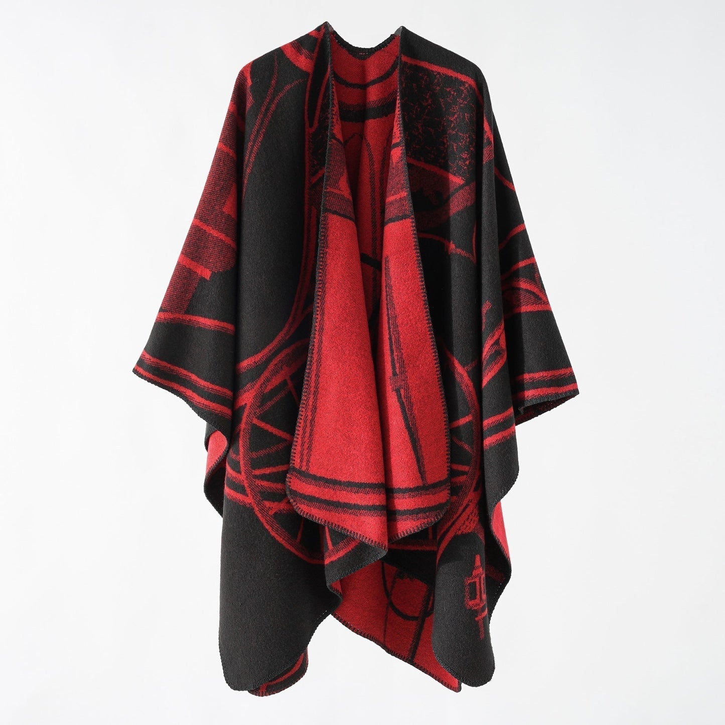 Street Wave Elegant Autumn Jacket For Women Warm Cozy Poncho Wrap Coat With Thermal Lining