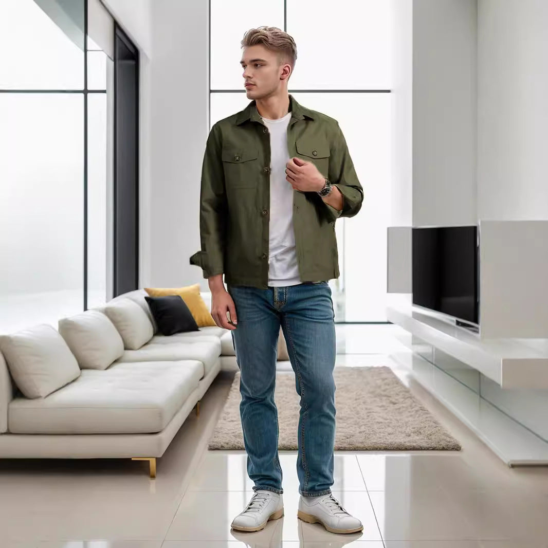Street-wave Men's Casual Utility Jacket Breathable Fabric Modern Fit For Everyday Urban Wear