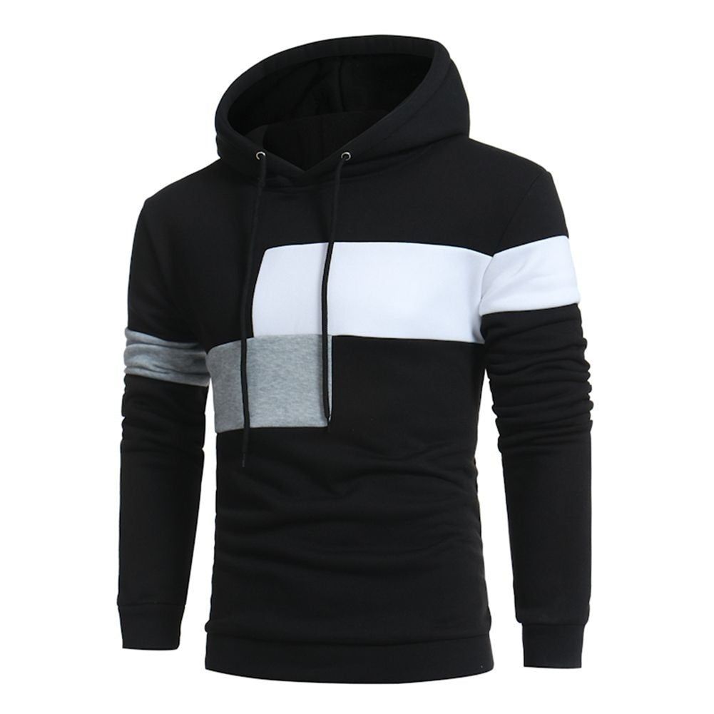 Street-wave Men's Color Block Hoodie Sweatshirt, Comfortable Cotton Blend, Modern Streetwear