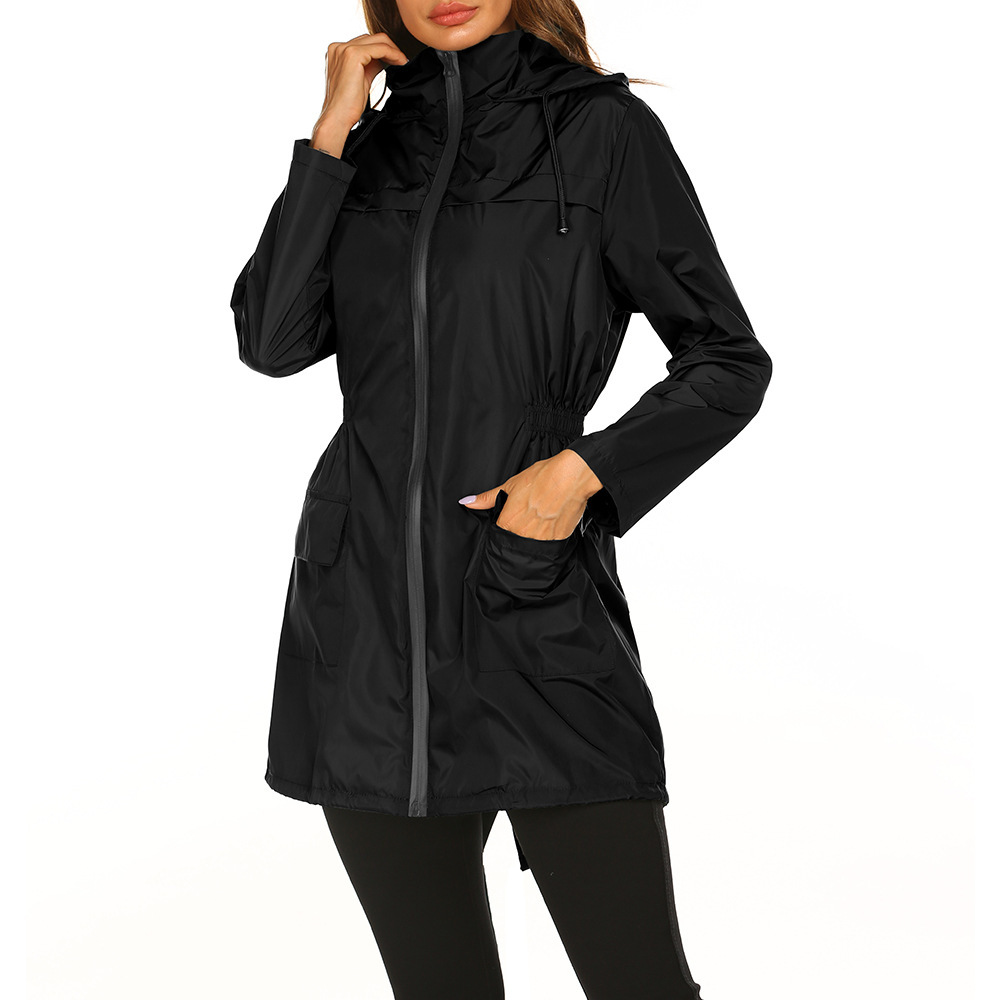 Street-wave Women Hooded Rain Jacket Long Length Water-Repellent Coat For All Weather Comfort