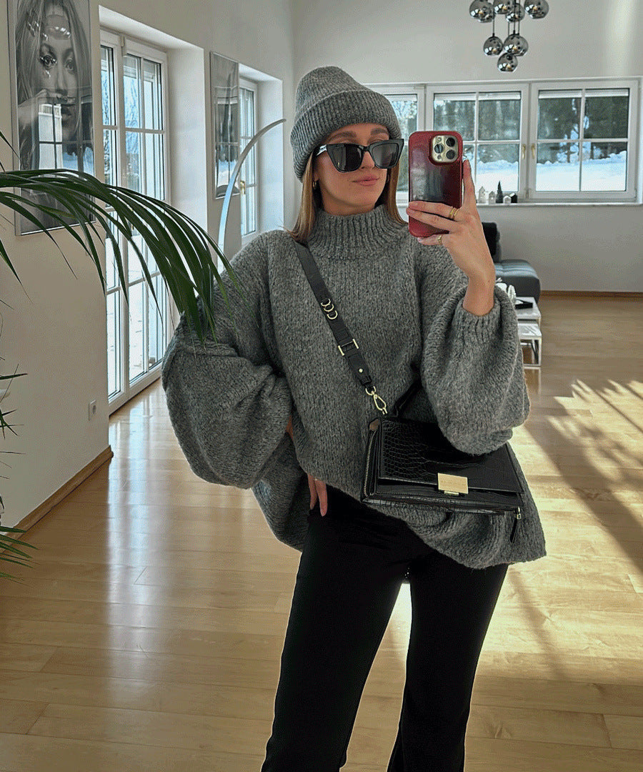 Streetwave Women Oversized Knit Sweater Soft Cozy Material with Trendy Sleeves for Winter