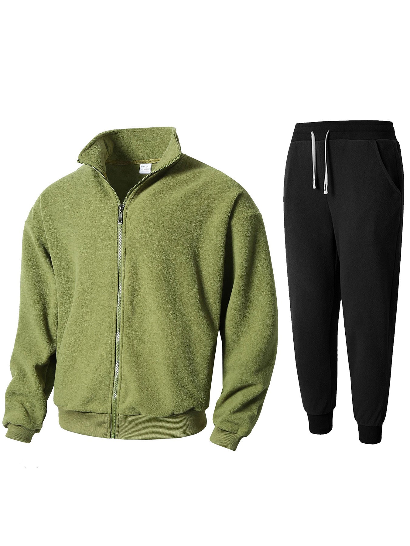 Street-wave Men's Fleece Tracksuit Set With High Collar For Cozy Home Comfort All Day Everyday Comfort