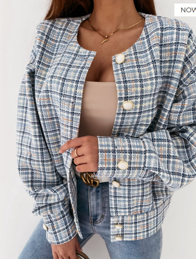 Street-Wave Women's Plaid Bouclé Jacket Luxurious Texture for Everyday Chic Comfort