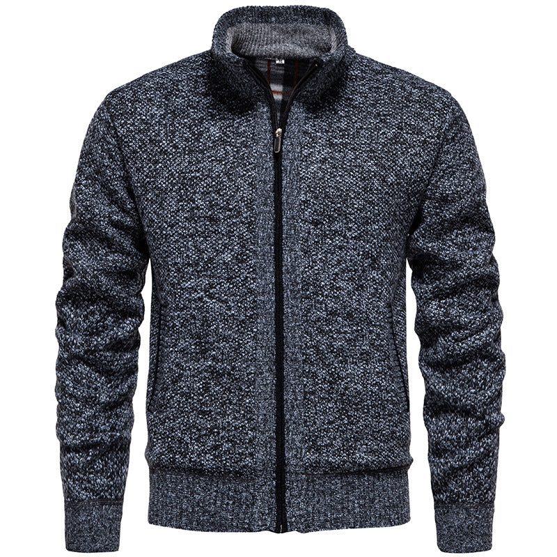 Street Wave Mens Cardigan With High Collar And Practical Pockets For Warm Cozy Knit