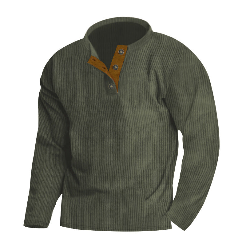 Street-wave Men's Casual Henley Sweater With Placket And Ribbed Texture Knit Pullover