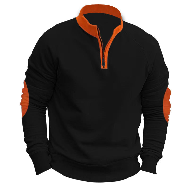 Street-Wave Men's Athletic Pullover With Quarter Zip And Contrast Sleeves For Active Comfort