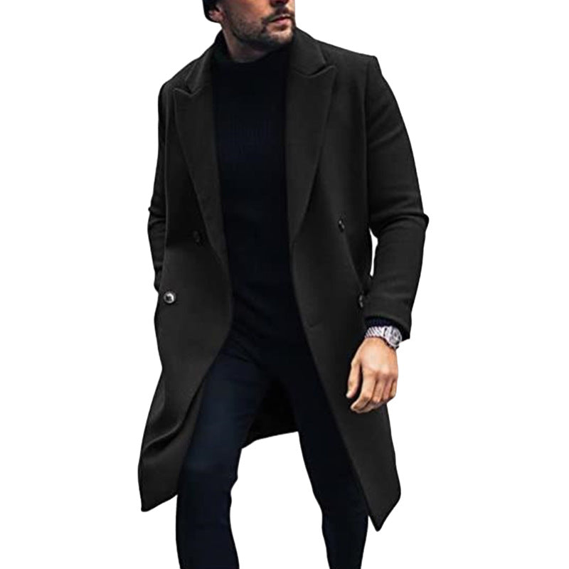 Men's Modern Long Coat With Double Breasted Closure Street Wave For Fashionable Men Sleek Premium Style