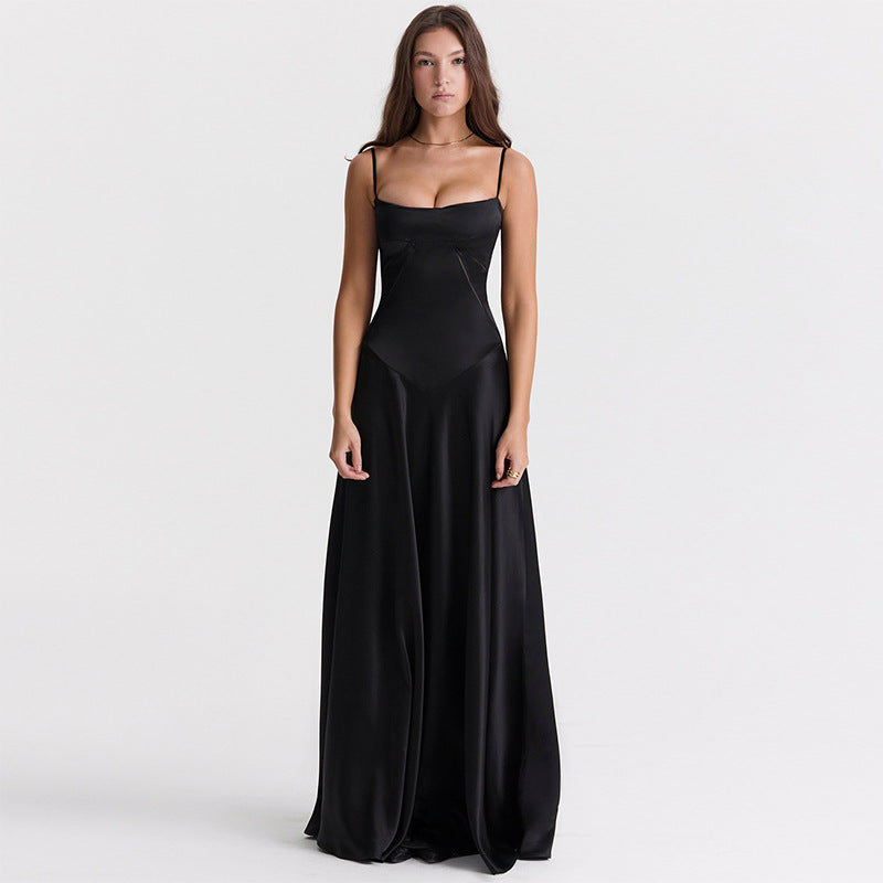 Street-wave Elegant Evening Dress With Tailored Silhouette And Flowing Skirt For Women