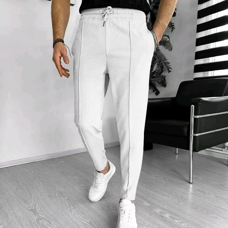 Street-wave Men's Casual Pants With Elastic Waistband Breathable Cotton Comfort For Everyday Wear