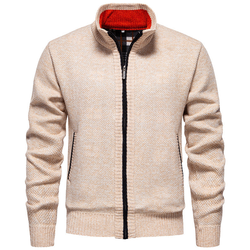 Street Wave Mens Cardigan With High Collar And Practical Pockets For Warm Cozy Knit