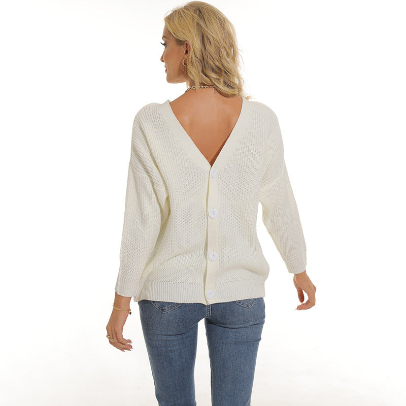 Street-Wave Womens Knit Cardigan With Deep V Neck And Button Placket For Women Soft Cozy Elegant