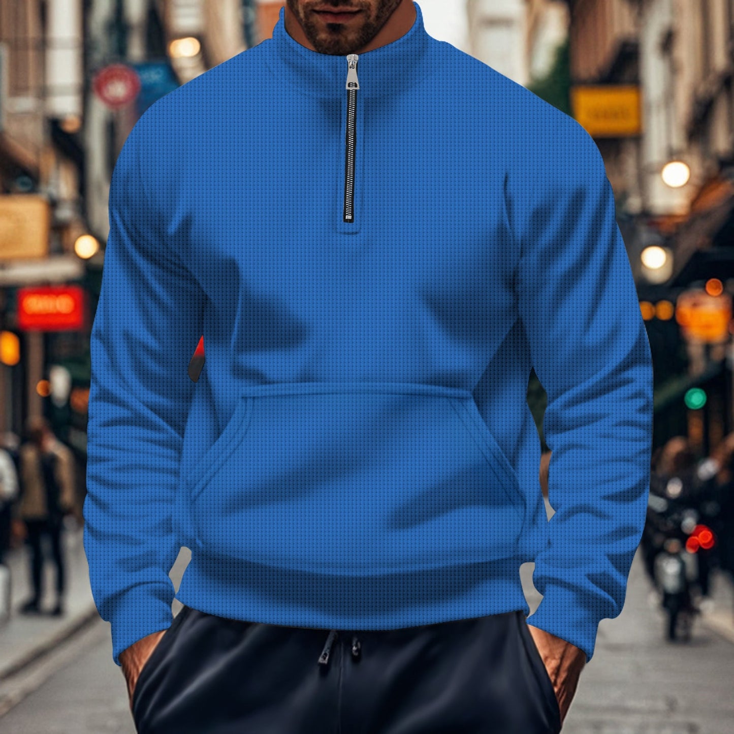 Streetwave Men's Breathable Zip Hoodie With Front Pockets For Active Men Versatile Comfort