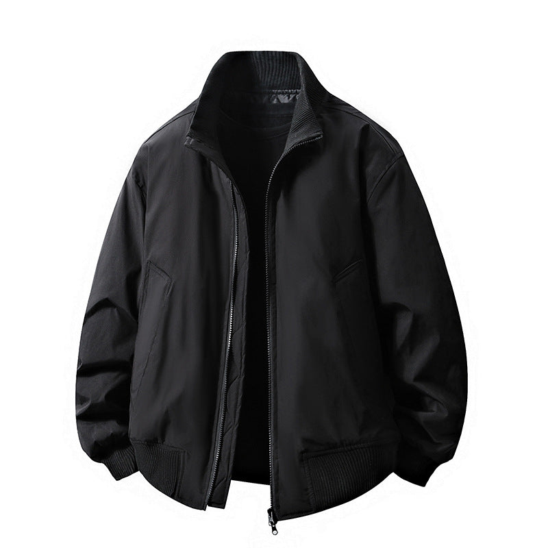 Street-Wave Mens All-Season Transitional Jacket With High Collar Windproof Shell And Practical Pockets